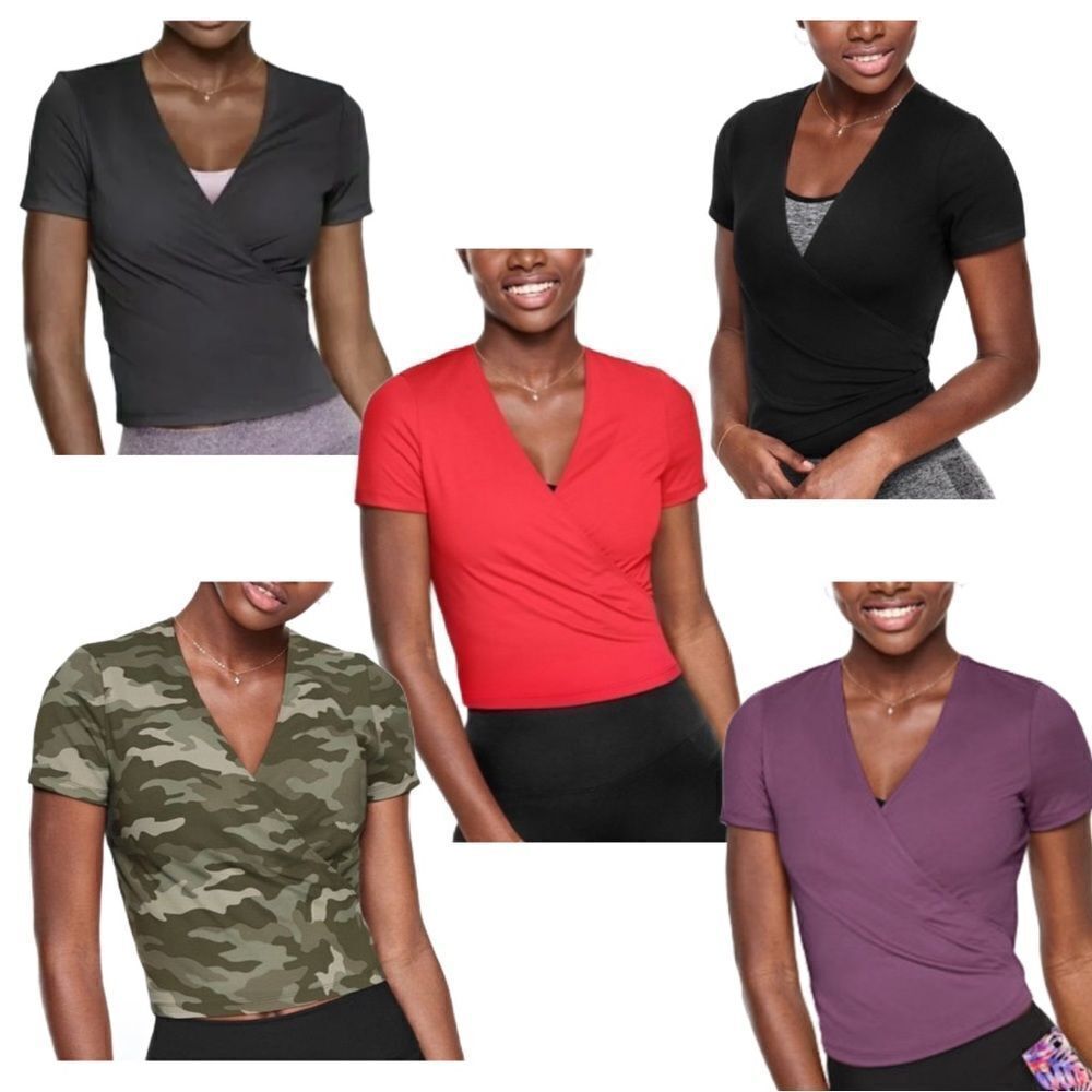 PINK ultimate wrap crop top black gray red purple‎ green camo